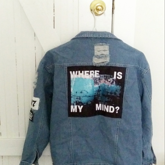 Distressed Denim Jacket with Patches - Picture 2 of 4